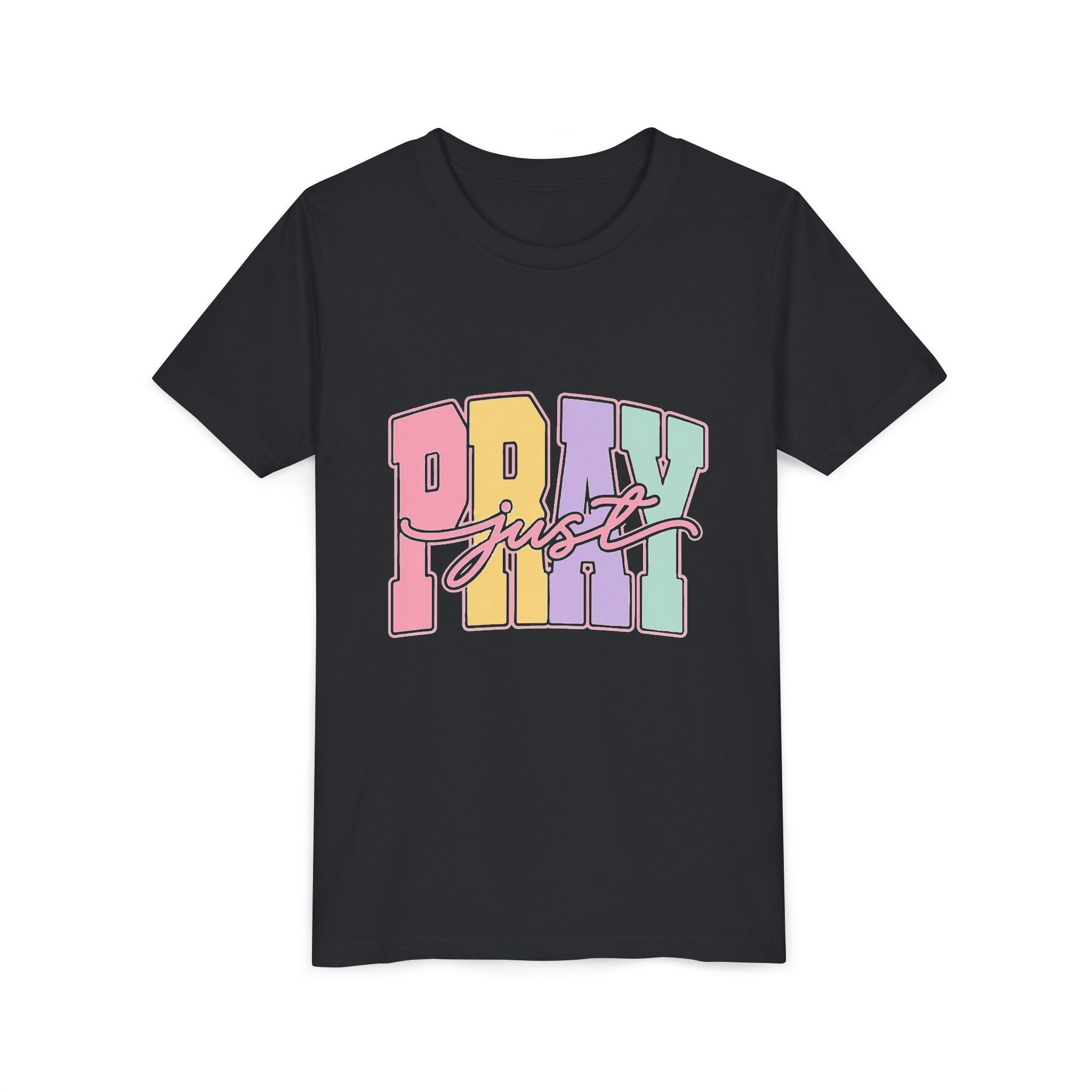 Youth Tee — "Just Pray" Pastel Graphic