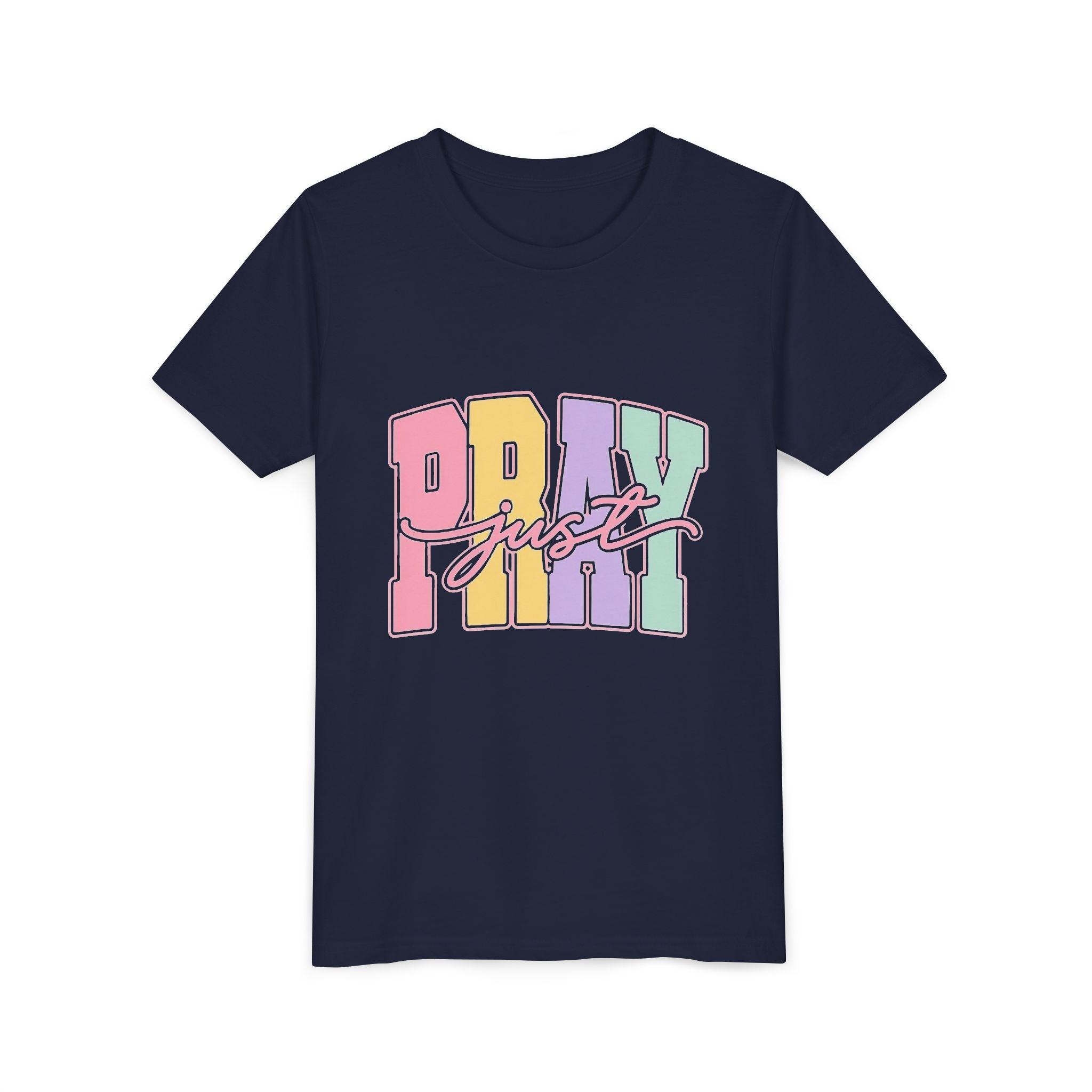 Youth Tee — "Just Pray" Pastel Graphic