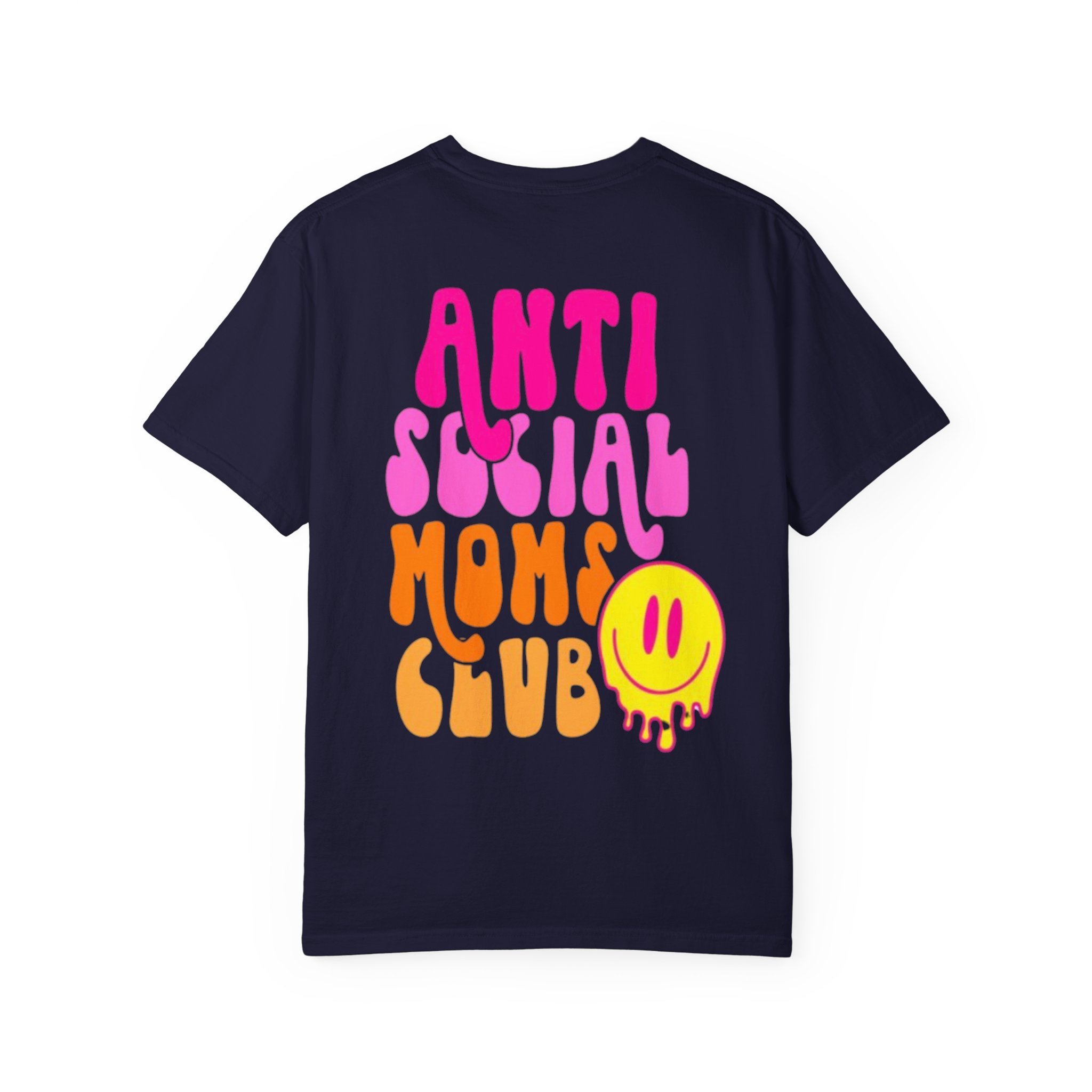 Anti Social Moms Club T-Shirt — Retro Smiley Graphic Tee for Cool Moms