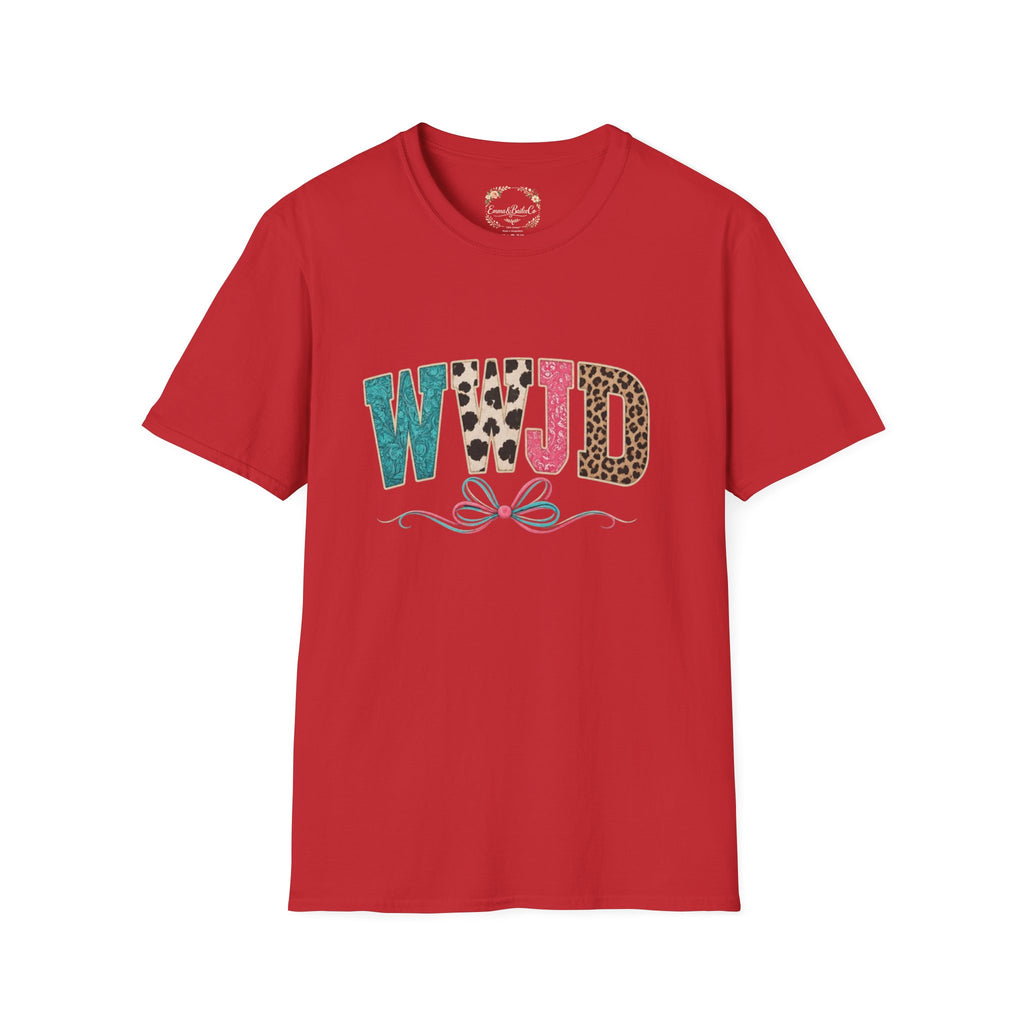 WWJD Leopard & Teal Graphic T-Shirt — Vintage Bow Faith Tee