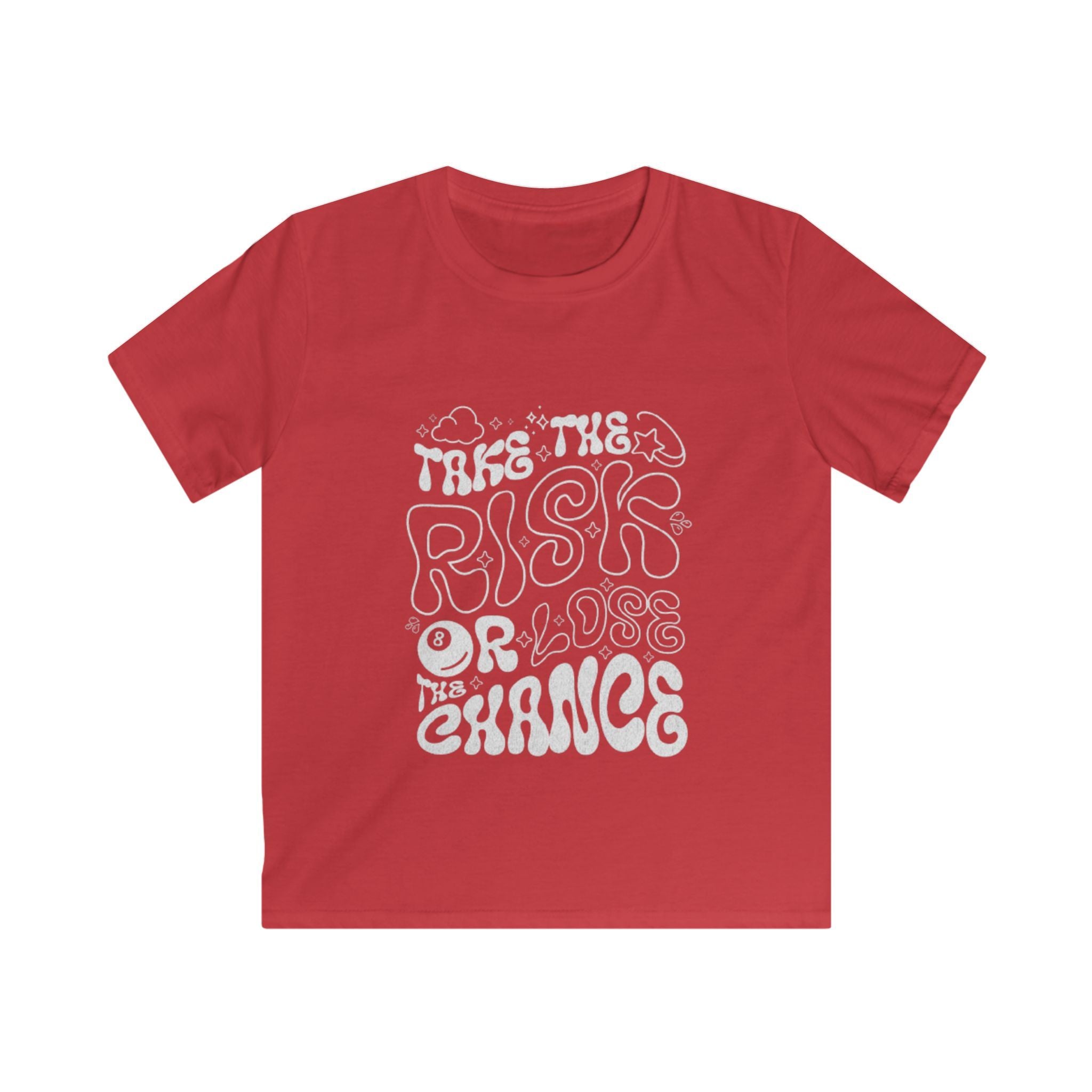 Kids Tee — "Take the Risk or Love the Chance" Retro Script