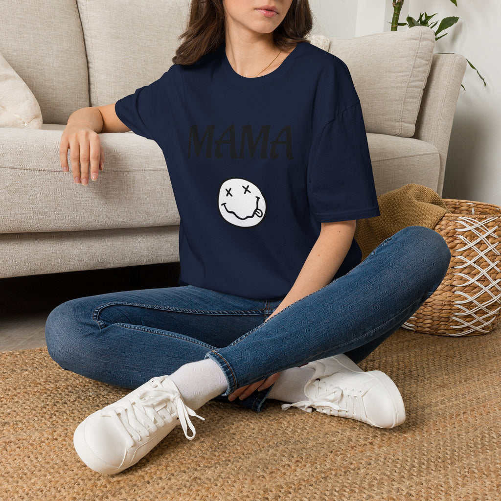 Mama Smiley Tee — Casual Graphic Mom T‑Shirt