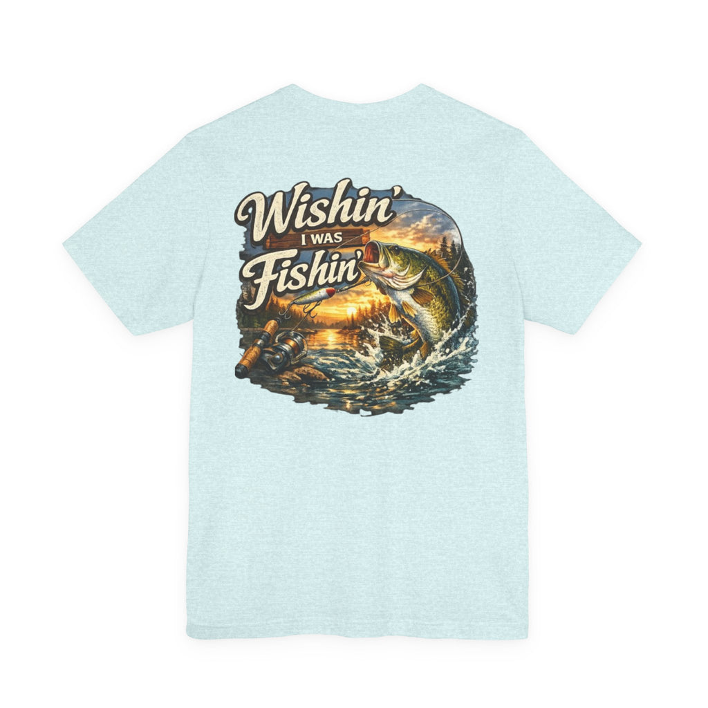 Fishing T-Shirt — "Wishin I Was Fishin" Vintage Bass Graphic