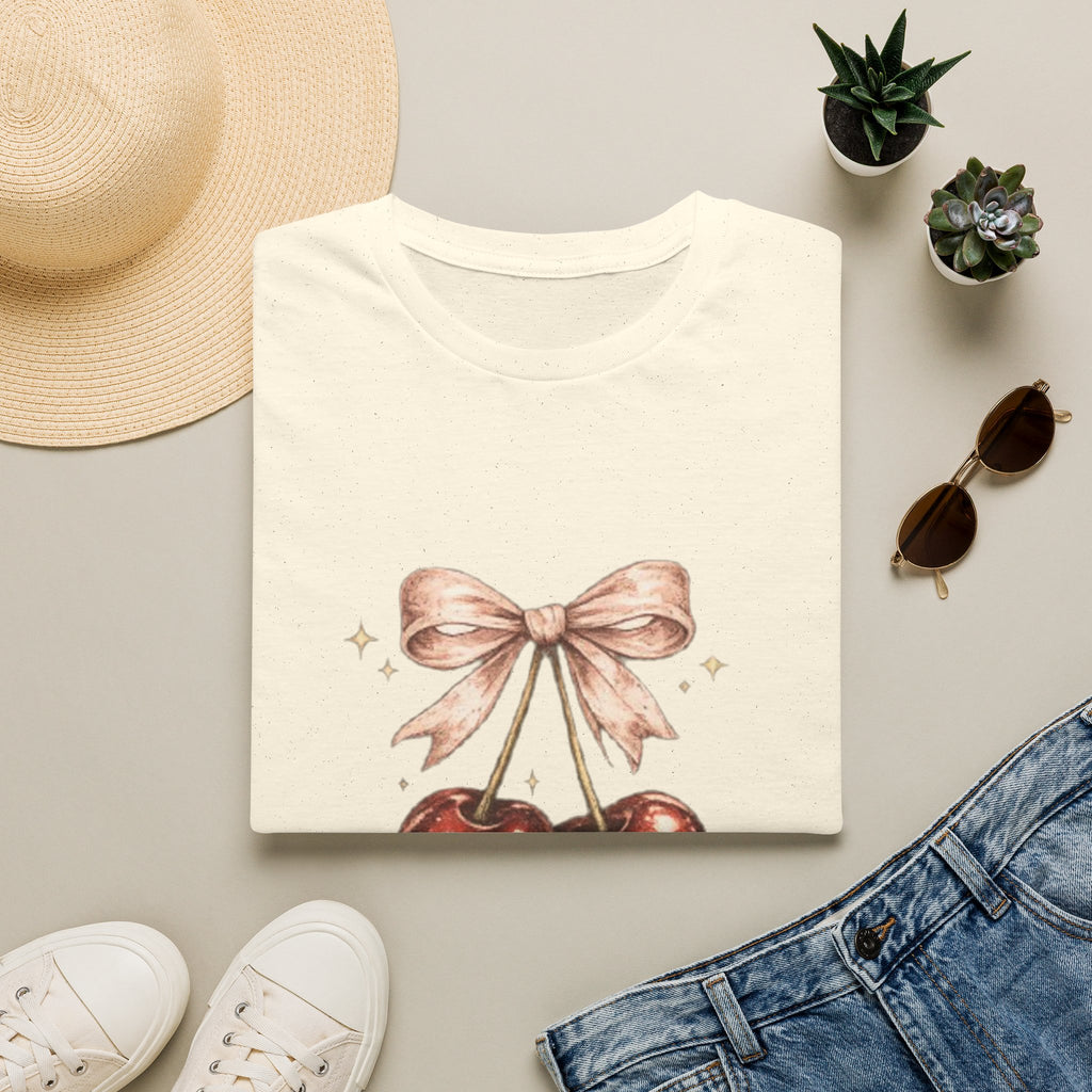 Cherry Bow T-Shirt — Cute Vintage Cherries Graphic