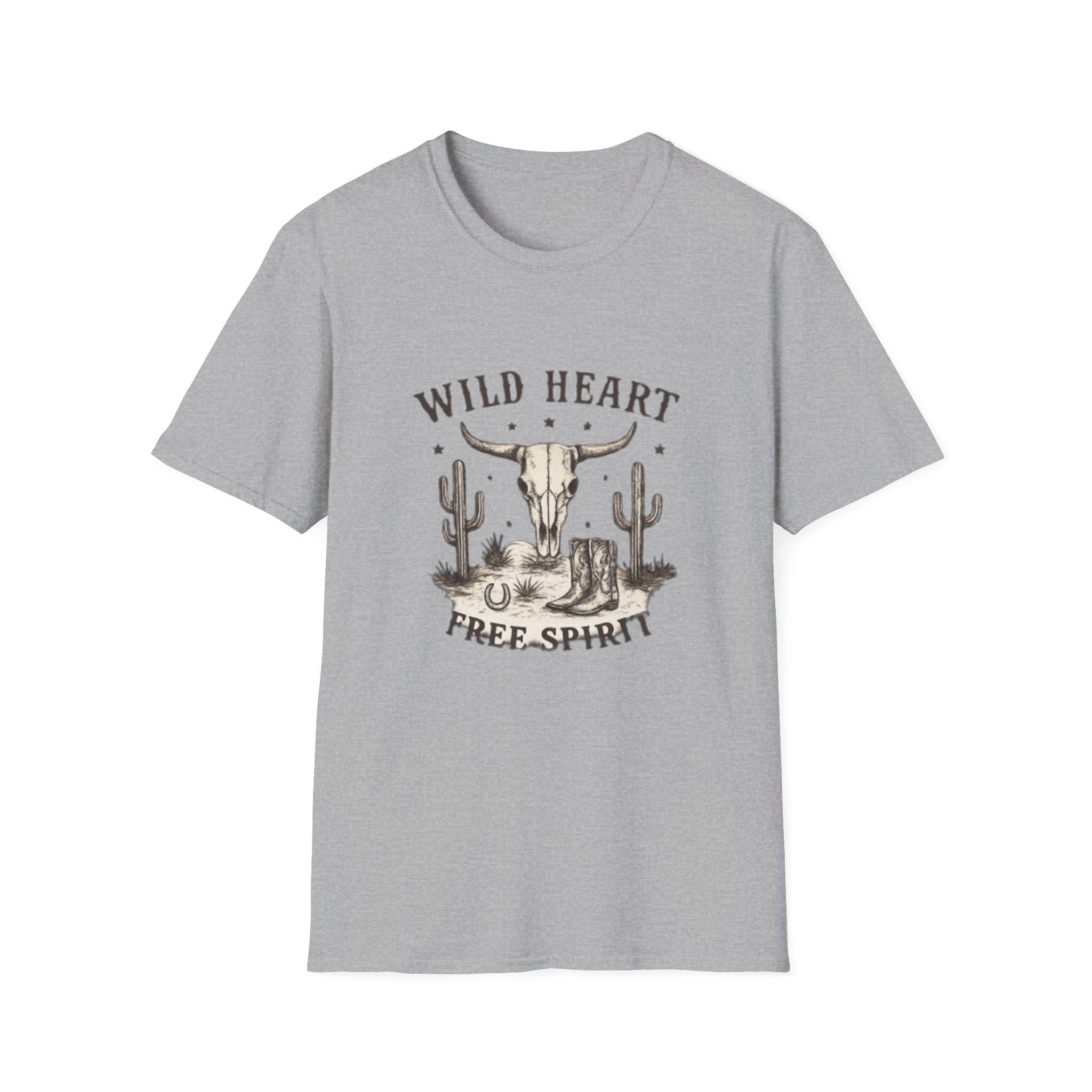 Wild Heart Skull T-Shirt – Western Cactus 'Free Spirit' Graphic Tee