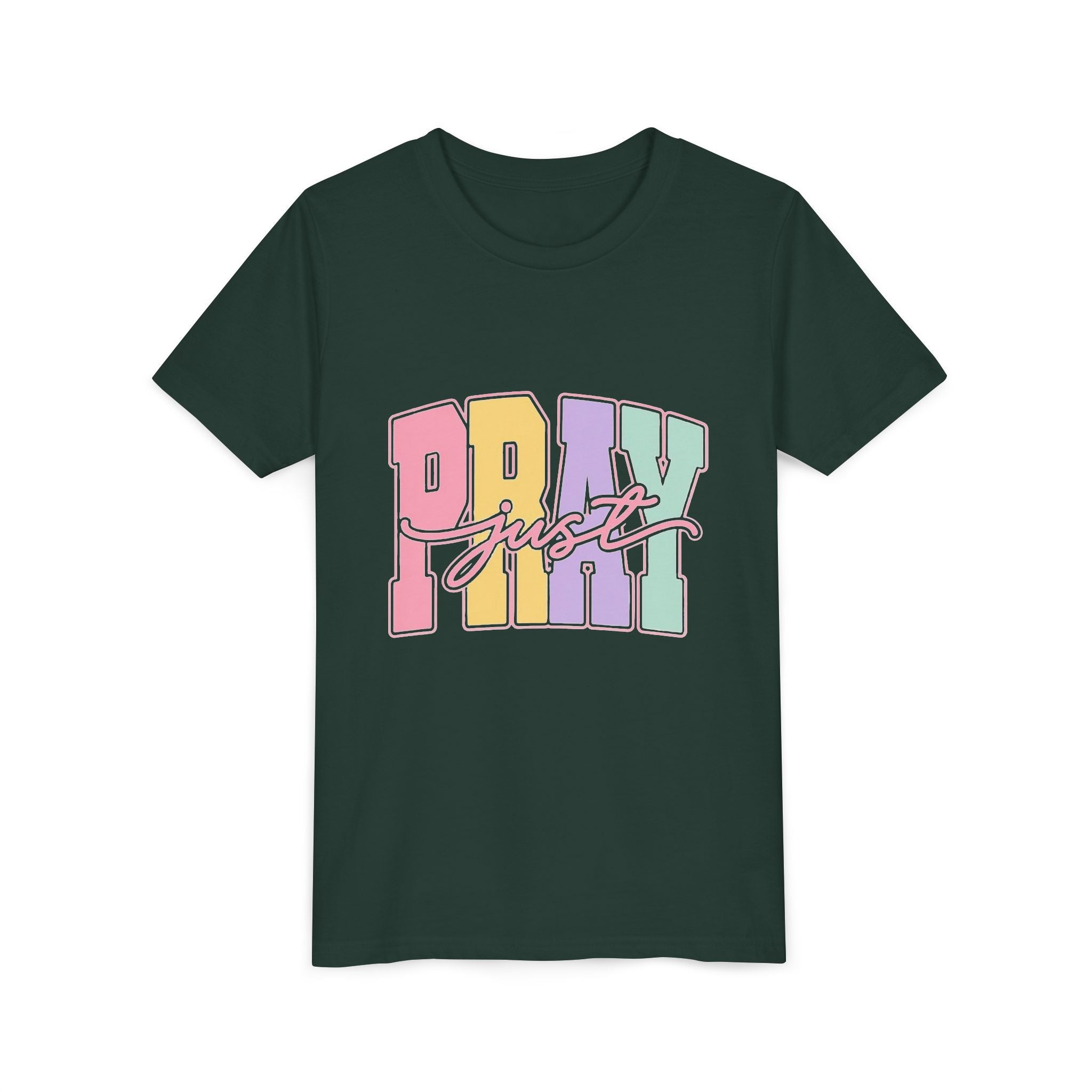 Youth Tee — "Just Pray" Pastel Graphic