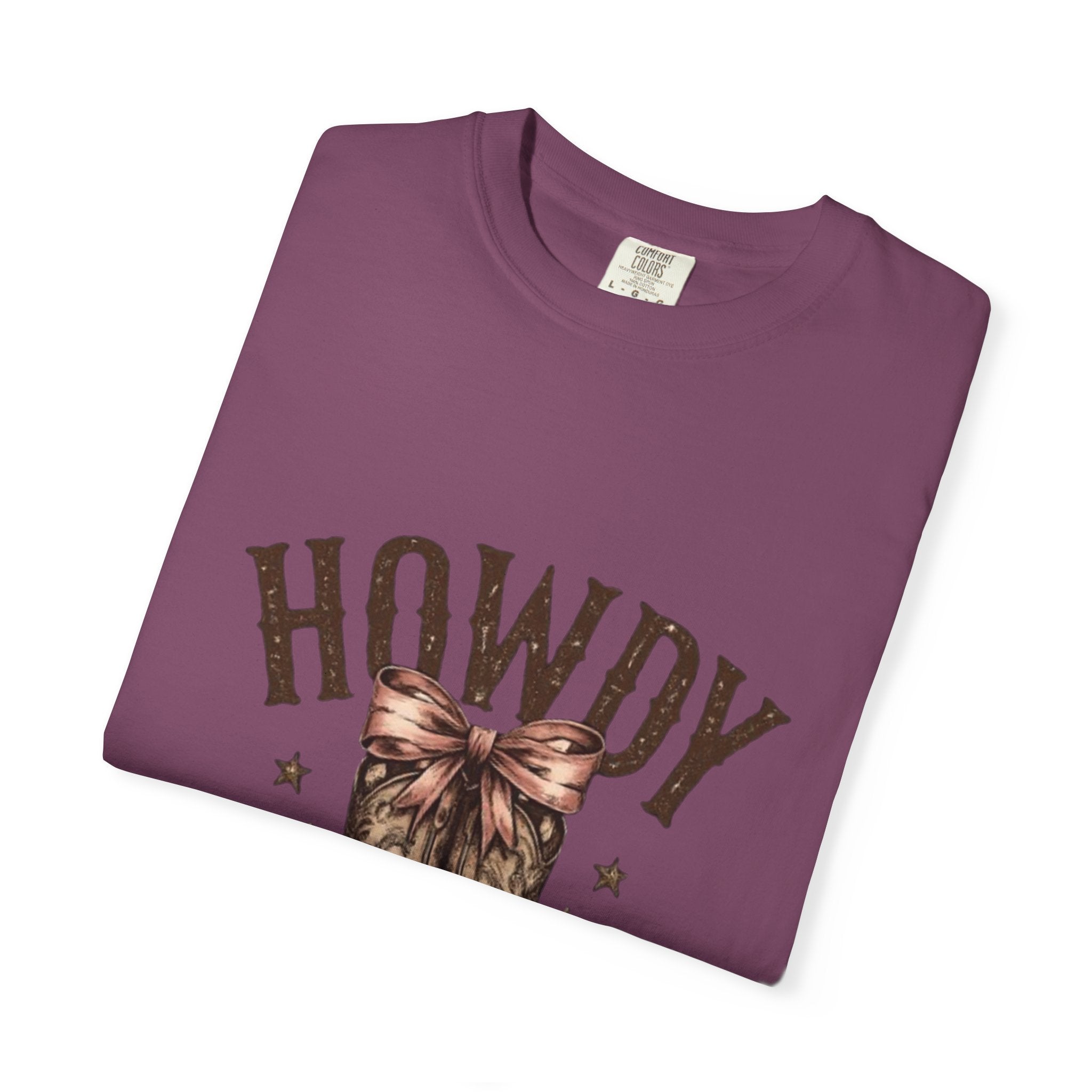 Howdy Cowboy Boots T-Shirt — Western Graphic Tee with Bow