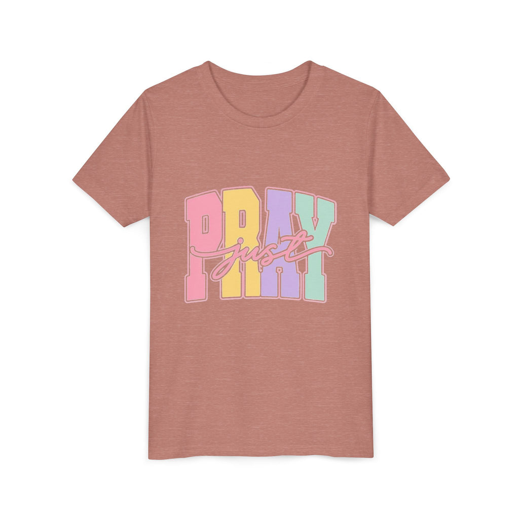 Youth Tee — "Just Pray" Pastel Graphic