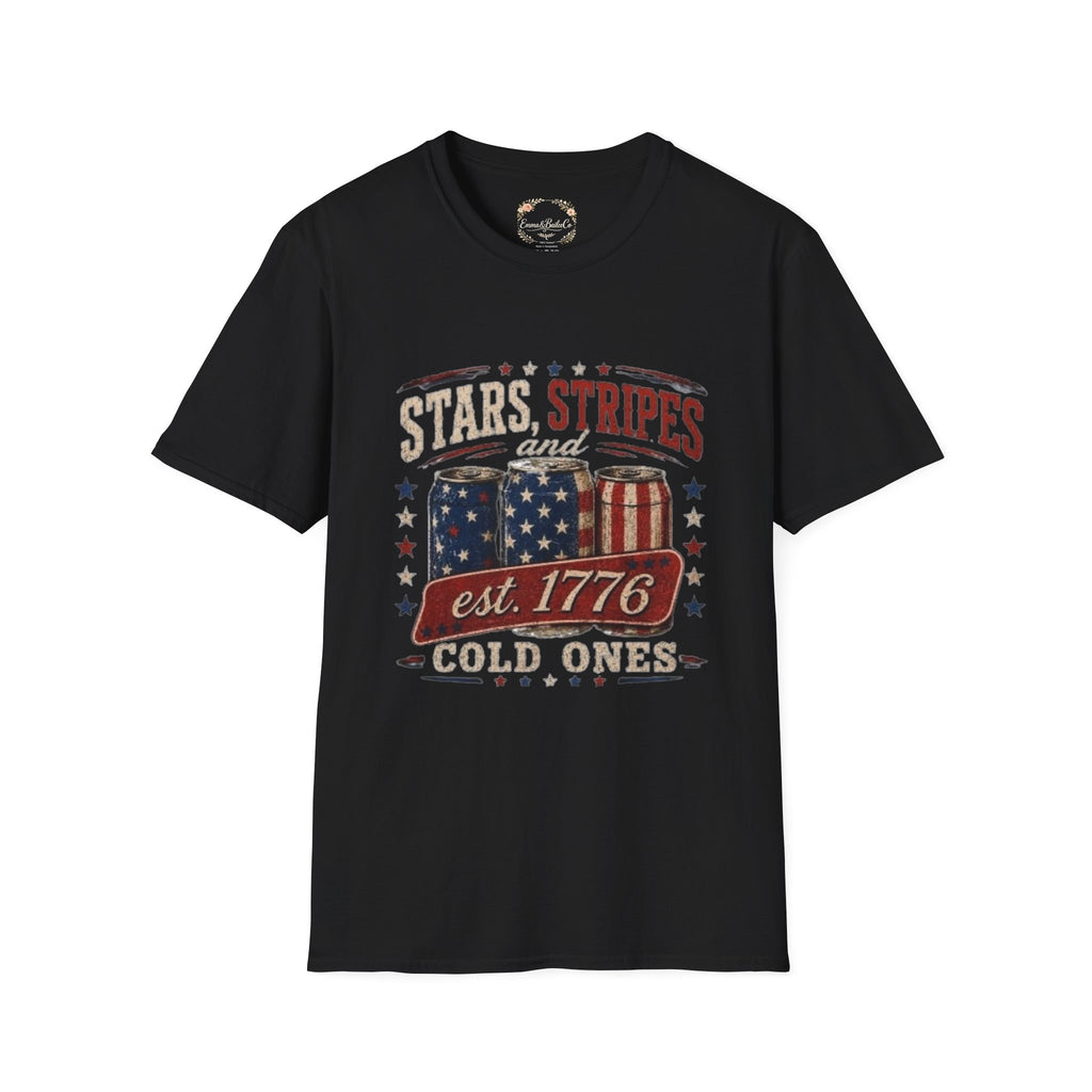 Stars, Stripes & Cold Ones T-Shirt — Vintage American Beer 1776 Tee