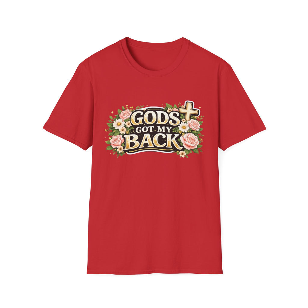 Faith T-Shirt — "God's Got My Back" Floral Cross Christian Tee