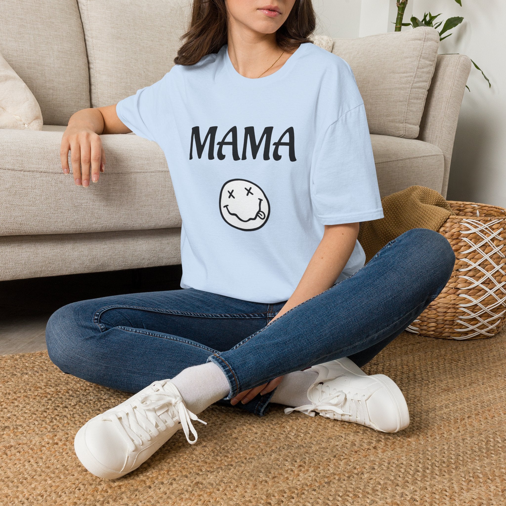 Mama Smiley Tee — Casual Graphic Mom T‑Shirt