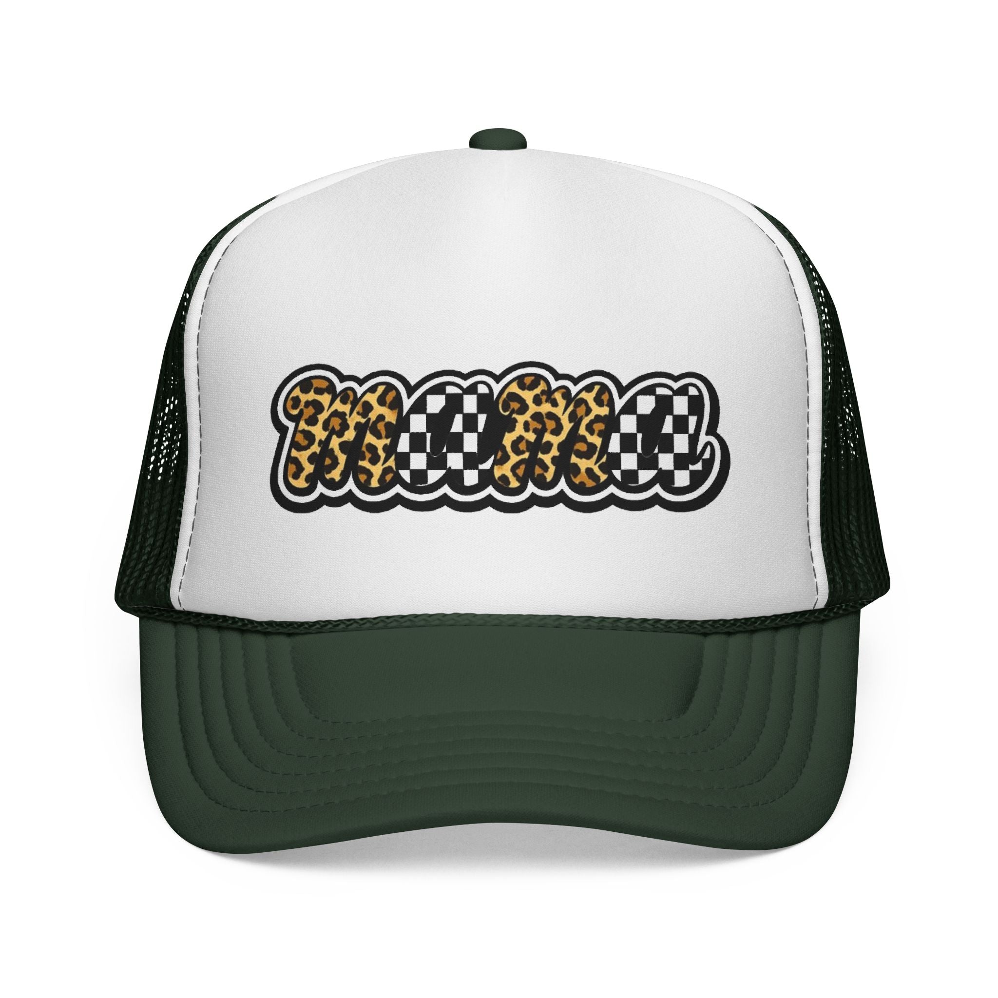 Trucker Cap — 'MAMMA' Leopard & Checker Patch Hat