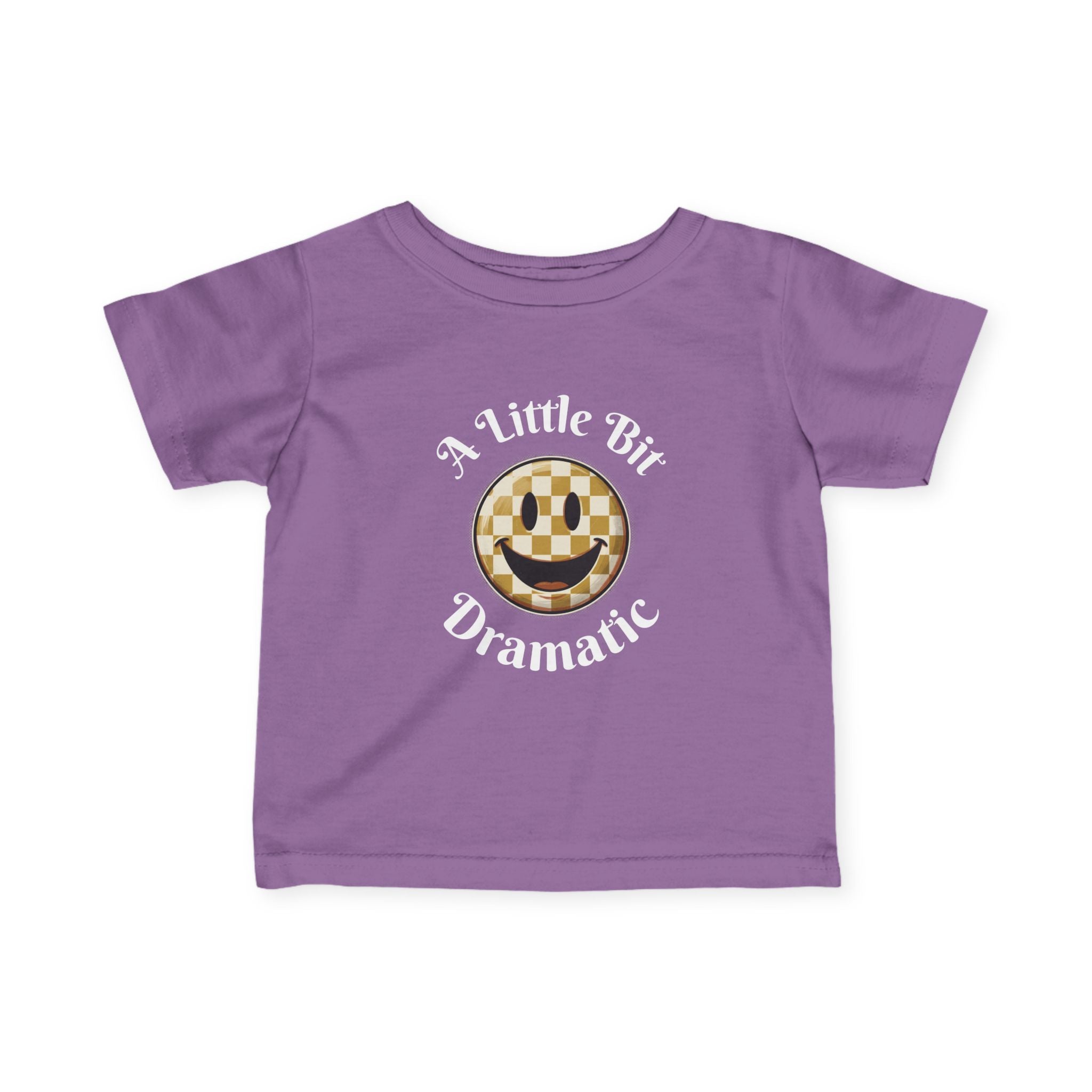 Infant Tee - "A Little Bit Dramatic" Smiley Checkerboard Baby Shirt