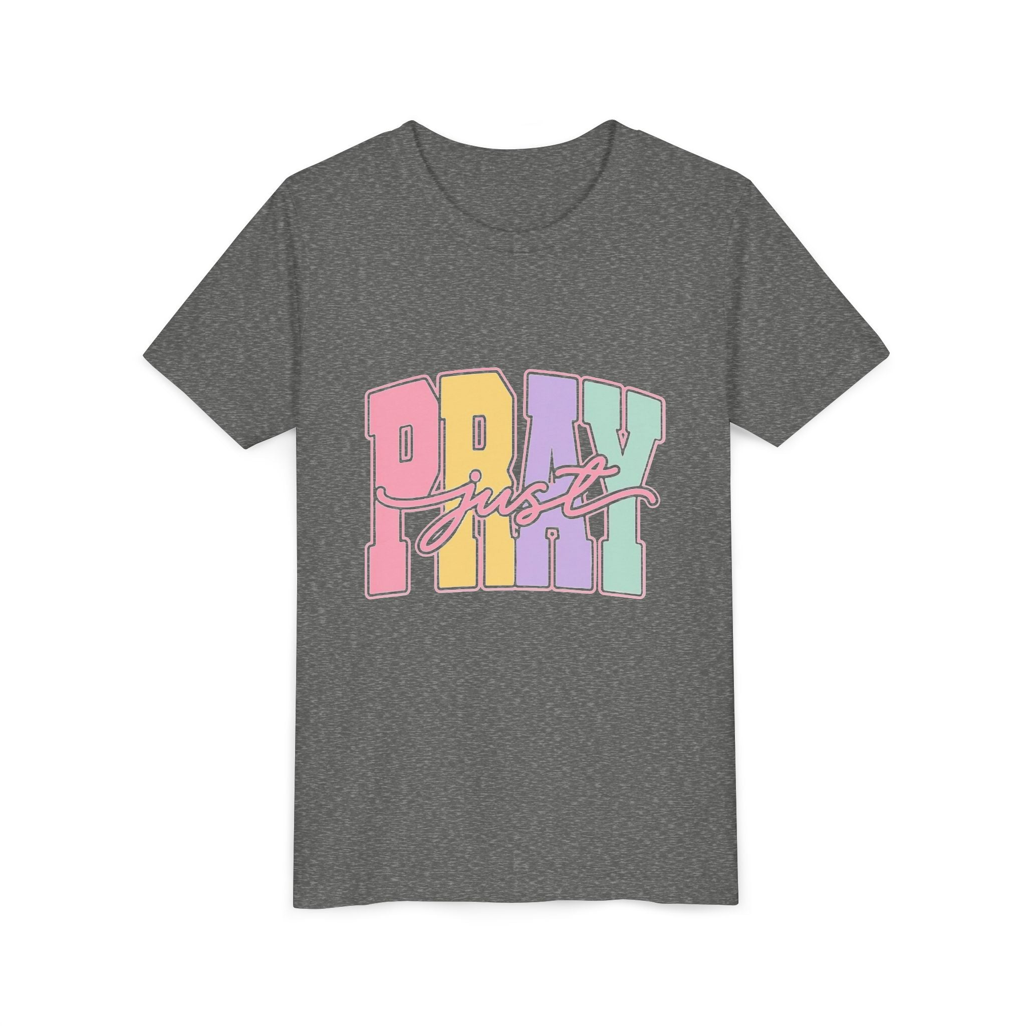 Youth Tee — "Just Pray" Pastel Graphic