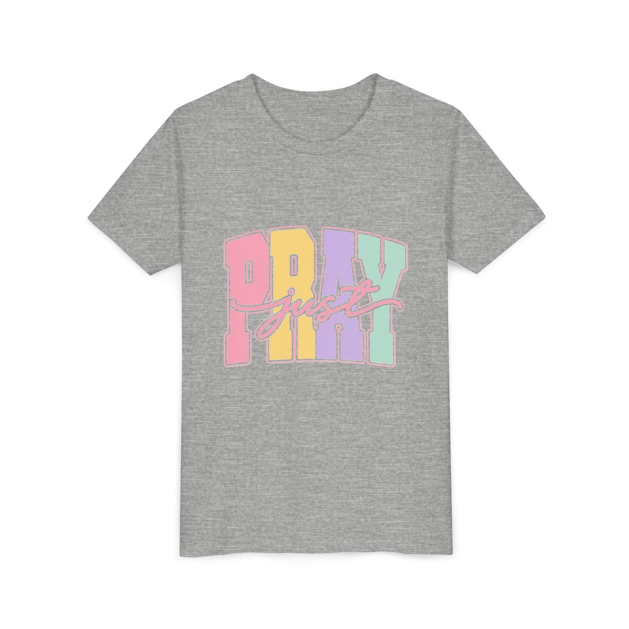 Youth Tee — "Just Pray" Pastel Graphic