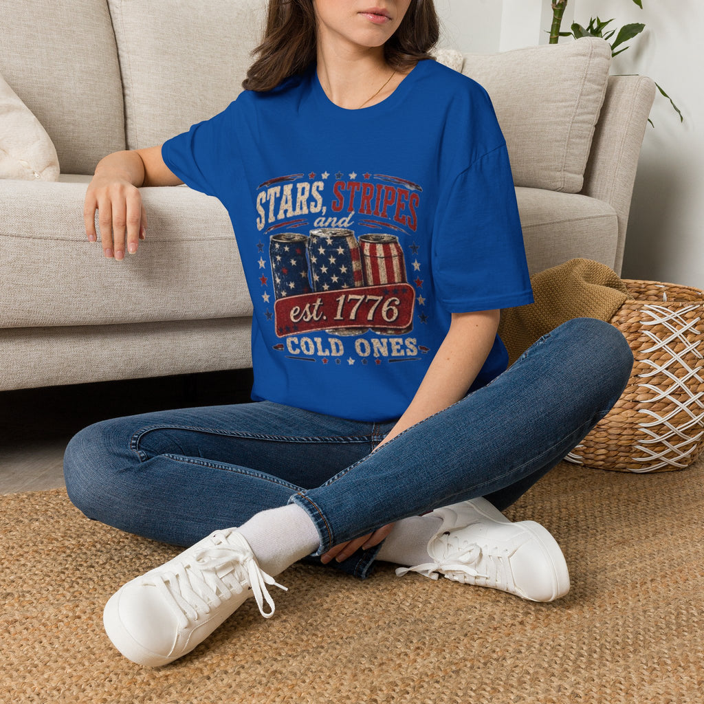 Stars, Stripes & Cold Ones T-Shirt — Vintage American Beer 1776 Tee