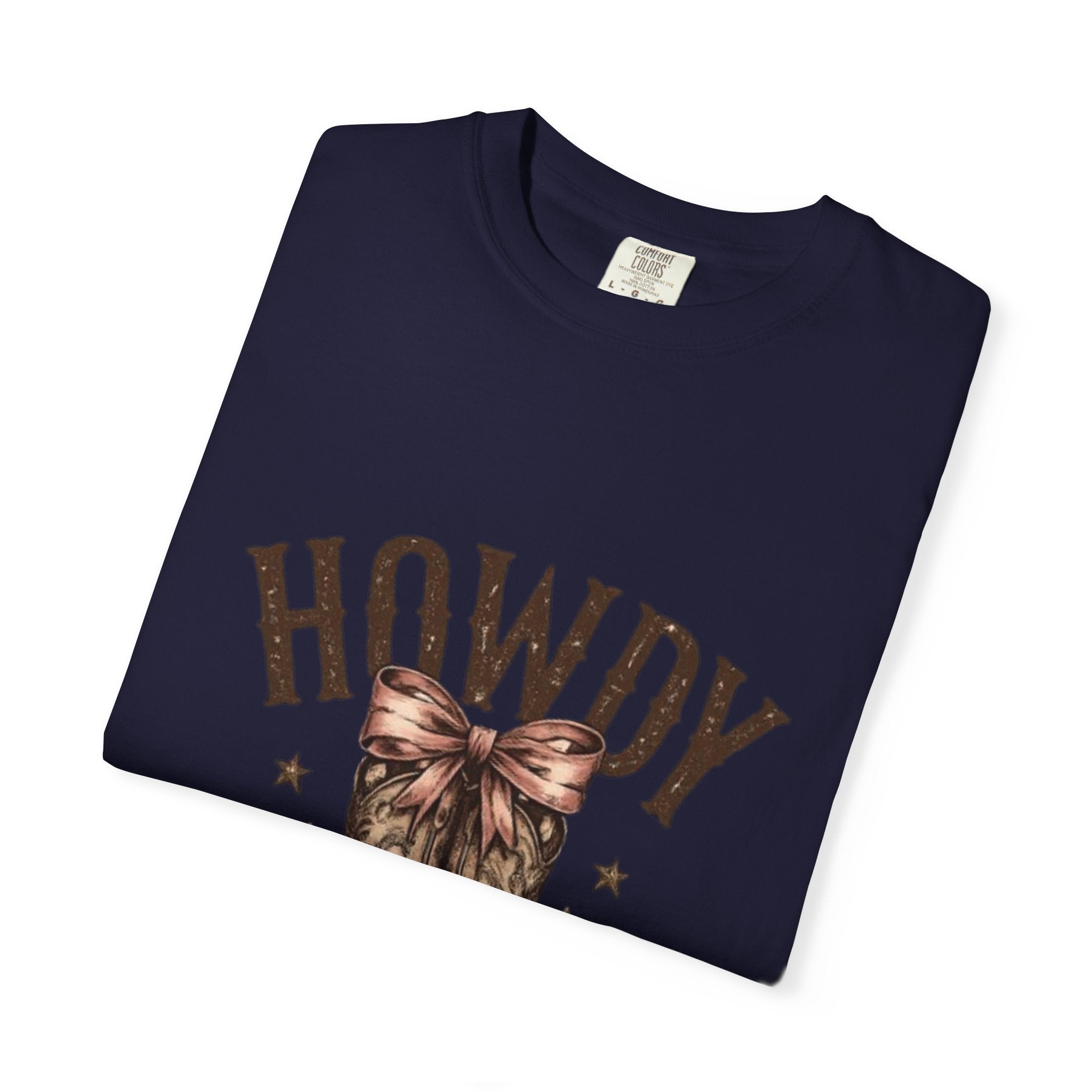 Howdy Cowboy Boots T-Shirt — Western Graphic Tee with Bow
