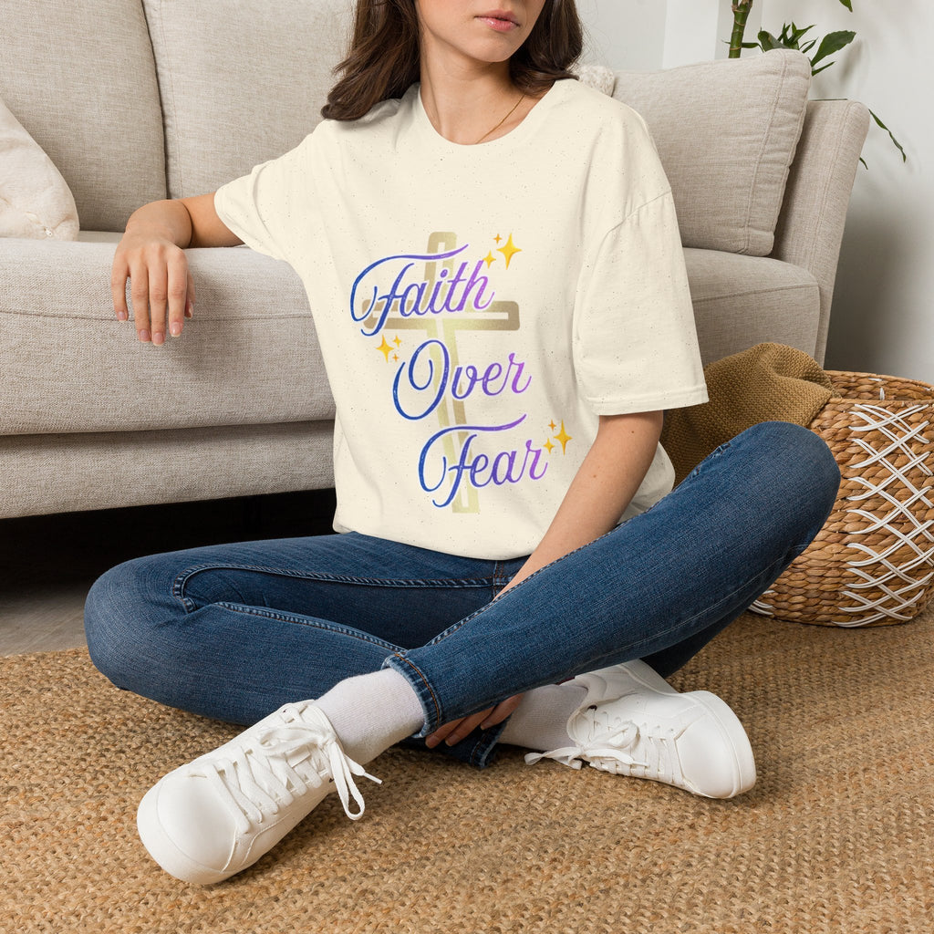Faith Over Fear T-Shirt — Inspirational Christian Cross Tee