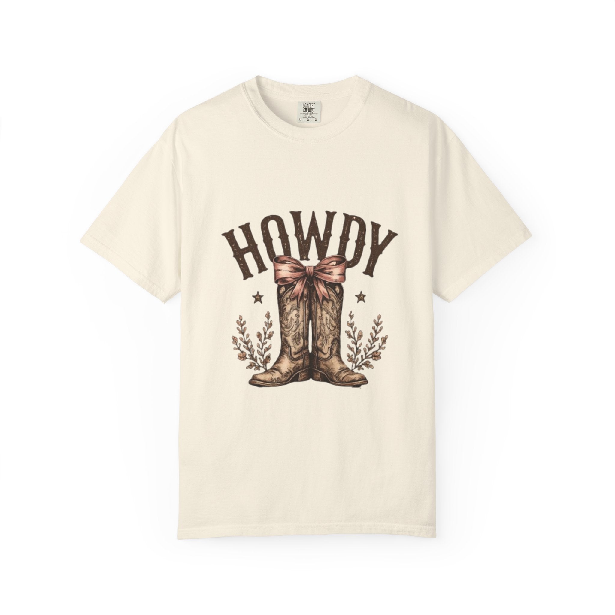 Howdy Cowboy Boots T-Shirt — Western Graphic Tee with Bow