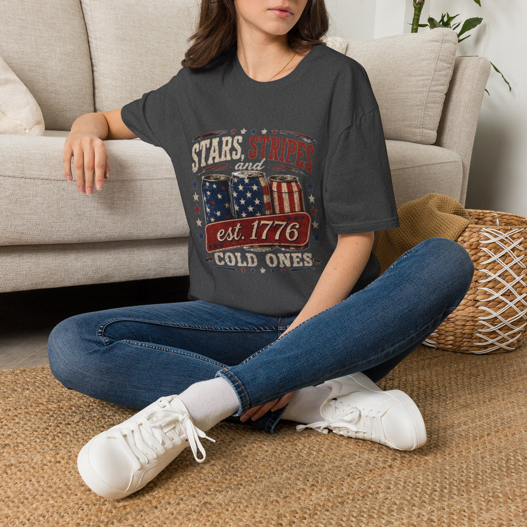 Stars, Stripes & Cold Ones T-Shirt — Vintage American Beer 1776 Tee